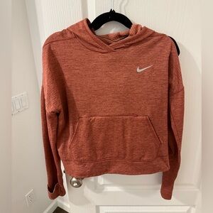 Nike Cropped Dri-Fit Running hoodie, Sz Small, pink/maroon